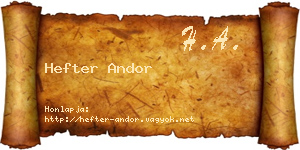 Hefter Andor névjegykártya